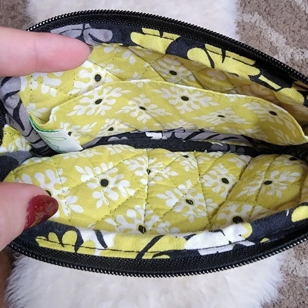 Vera Bradley black & yellow floral small quilted wristlet Handbag